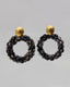 Gold Dangle Earrings With Black Stones