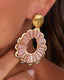 Gold Dangle Earrings With Pink Stones