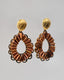 Gold Dangle Earrings With Brown Stones