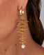 Gold Leaf And Pearl Dangle Earrings