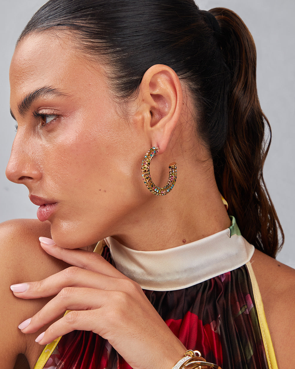 Sphere And Stone Pendant Earrings