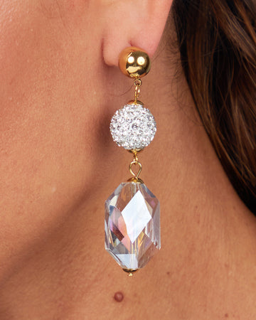 Pendant Earrings With Clear White Stones