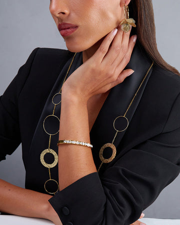 Gold Bracelet White Stones