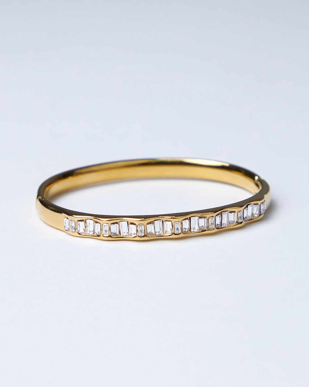 Gold Bracelet White Stones