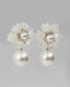 Flower And Pearl Drop Earrings In Silver