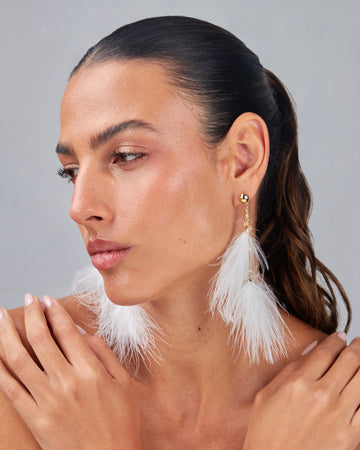 White Feather Earrings