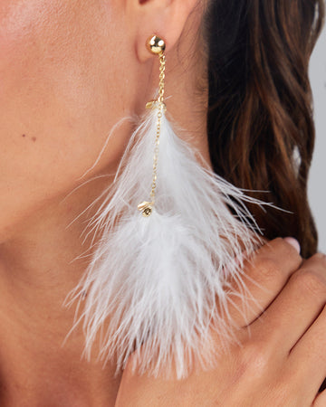 White Feather Earrings