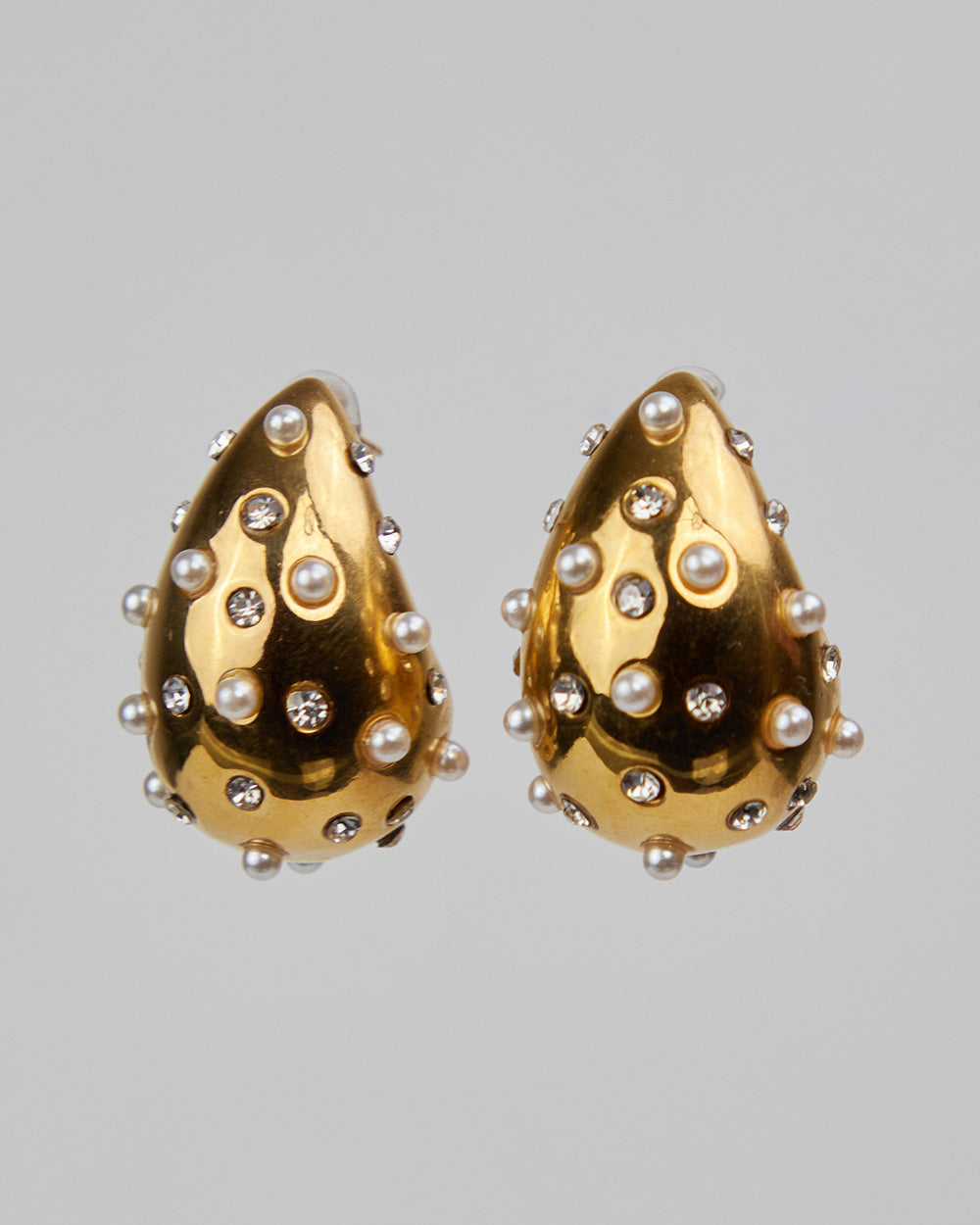 Gold Drop Earrings With White Stones