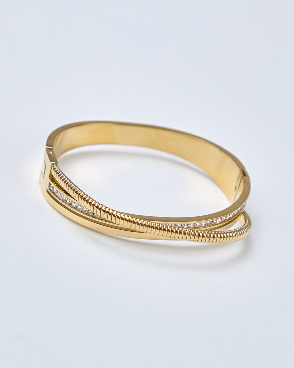Gold Bracelet Three Strips Crossing