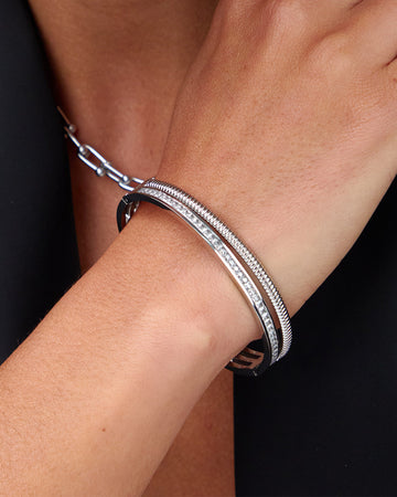 Bracelet Silver Stones Double Strip