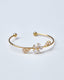 Gold Bracelet White Stone Flowers