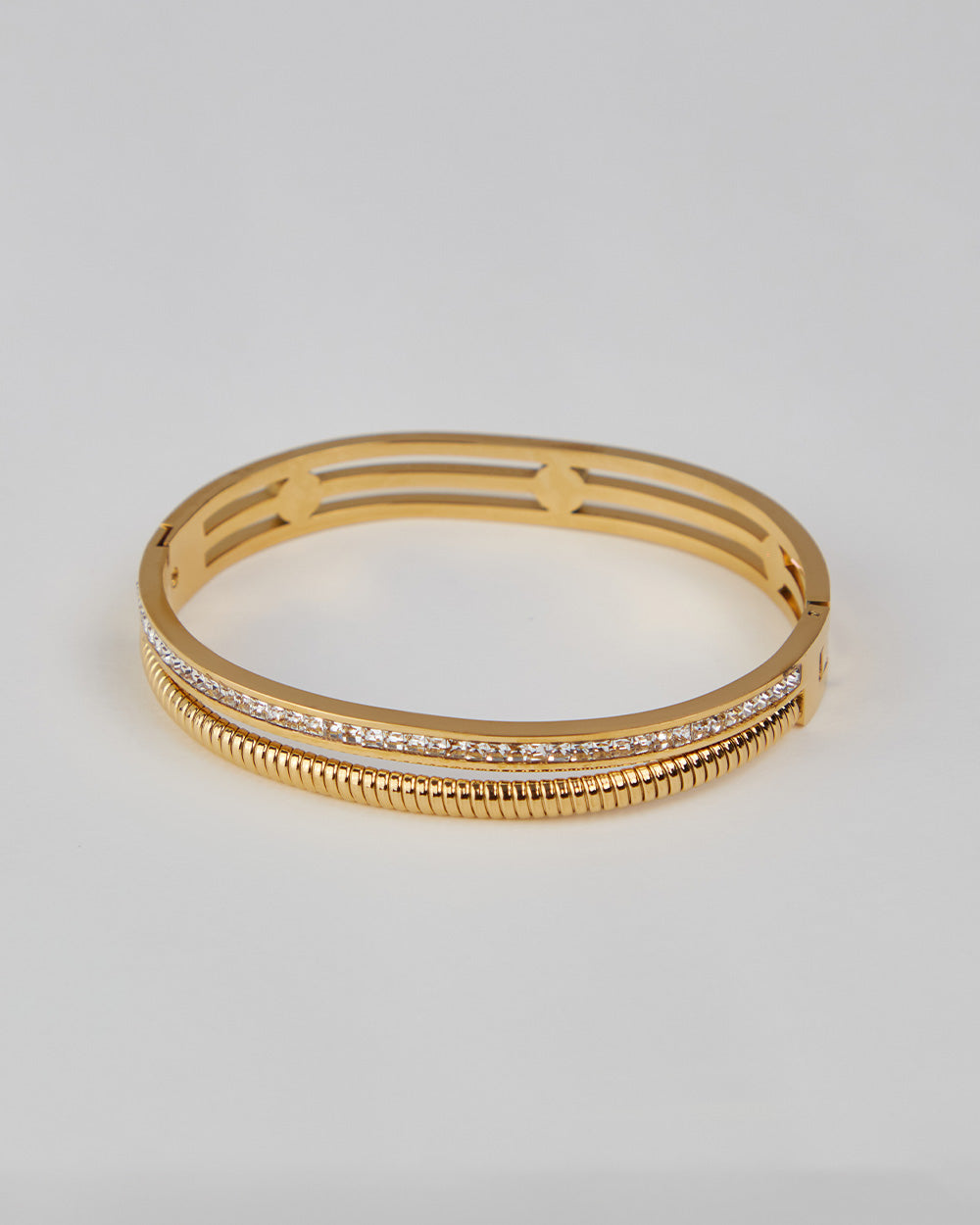 Gold Bracelet Row Of Rhinestones