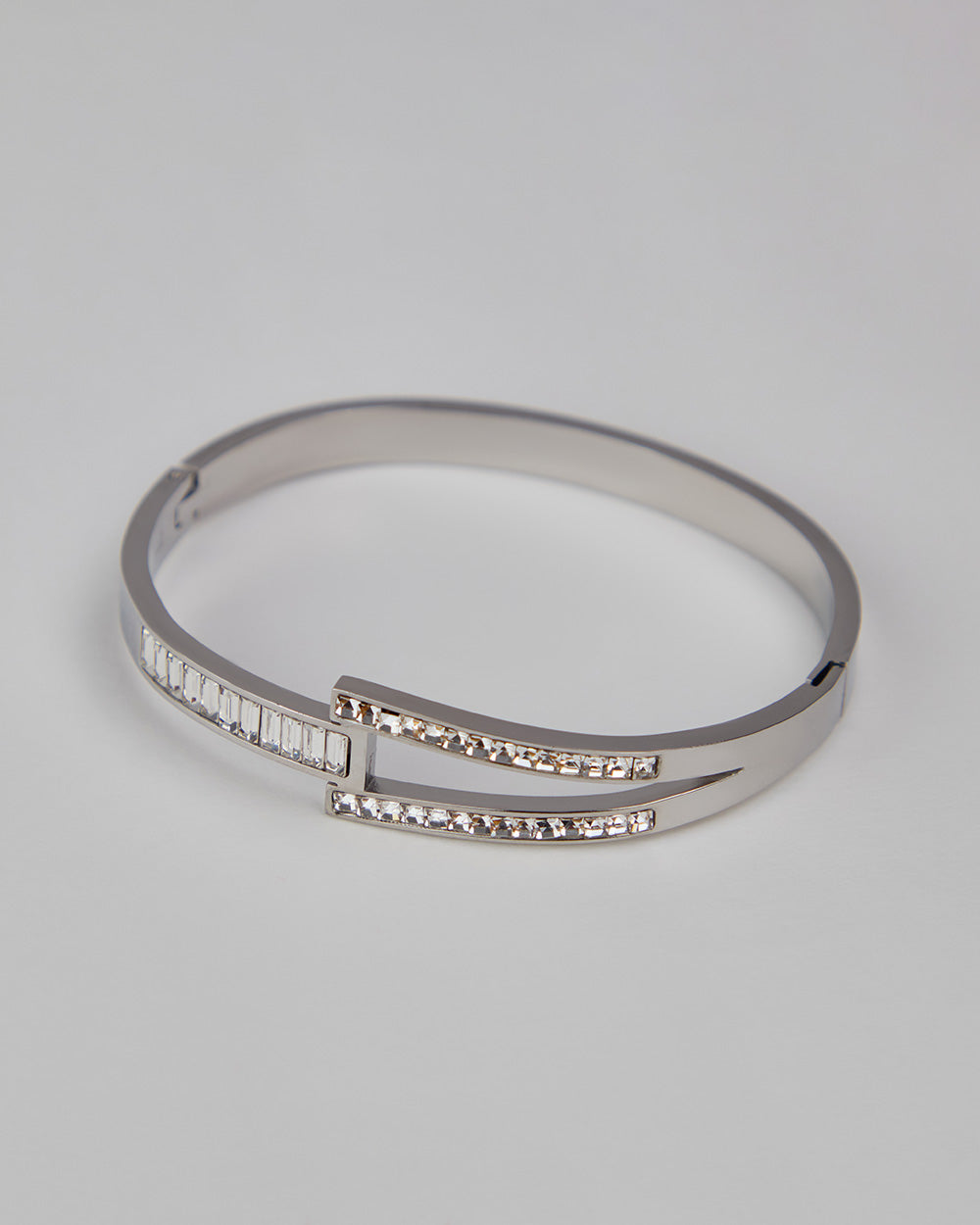 Silver Bracelet With Triangle Stones