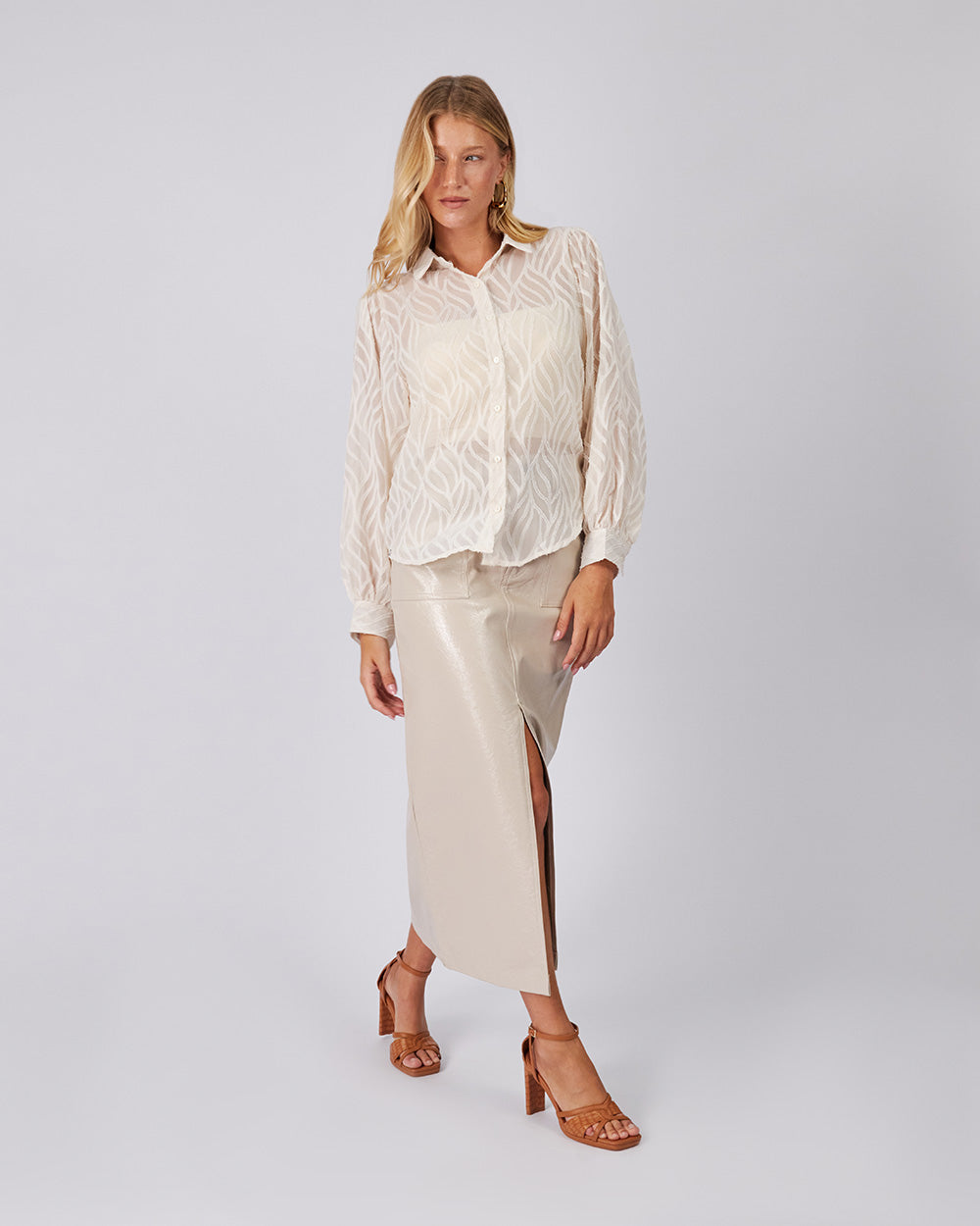 Cream Shirt Embossed Detail