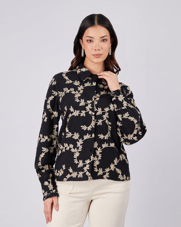 Black Shirt With Flowers