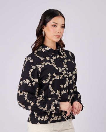 Black Shirt With Flowers
