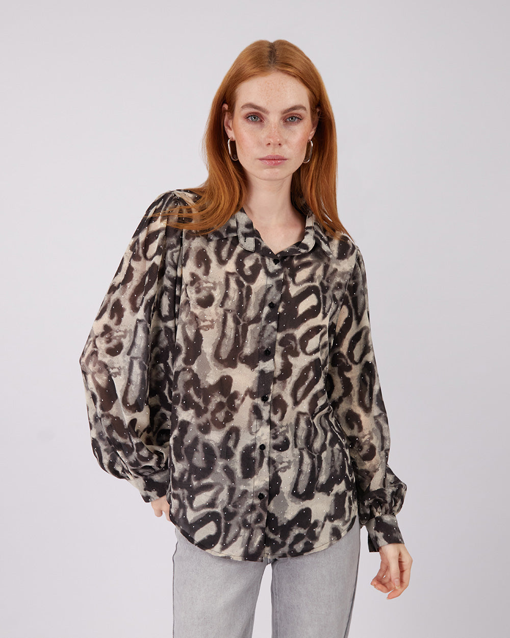 Grey Animal Print Shirt