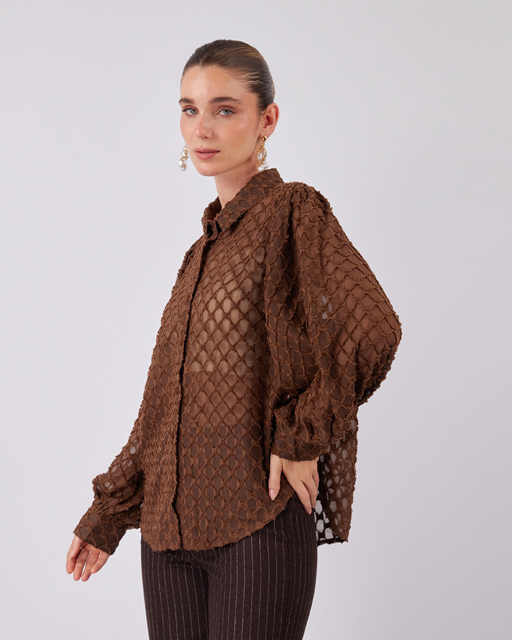 Cocoa Shirt Textured Waves