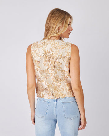 Beige Vest Embroidered Flowers