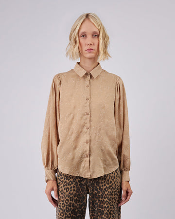Sparkle Beige Silk Shirt