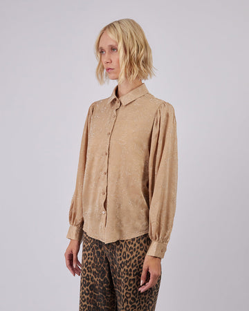 Sparkle Beige Silk Shirt