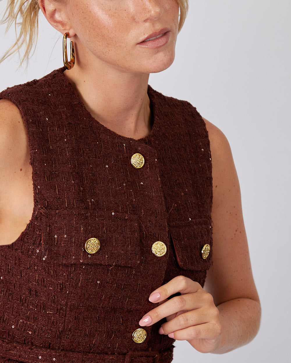 Brown Tweed Sparkle Vest