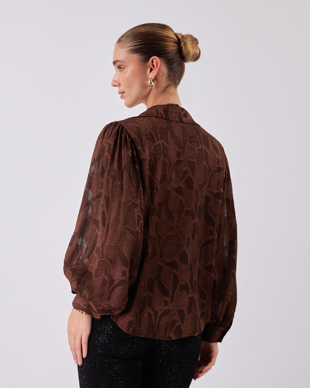 Brown Shirt With Leaf Print