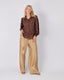 Brown Shirt Leaf Print