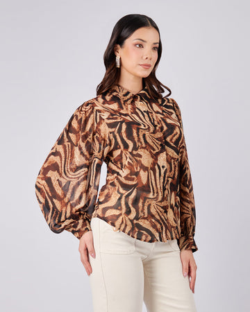 Animal Print Chiffon Blouse