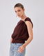 Brown Knitted Blouse  Shoulder Detail