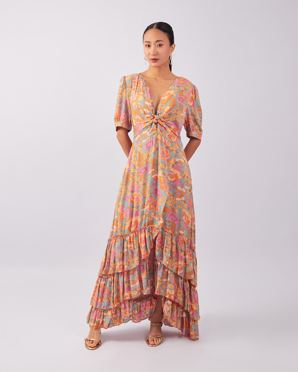 Multicolor Pleated Dress
