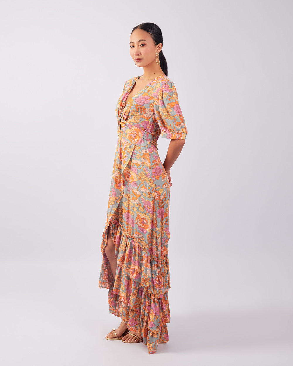 Multicolor Pleated Dress