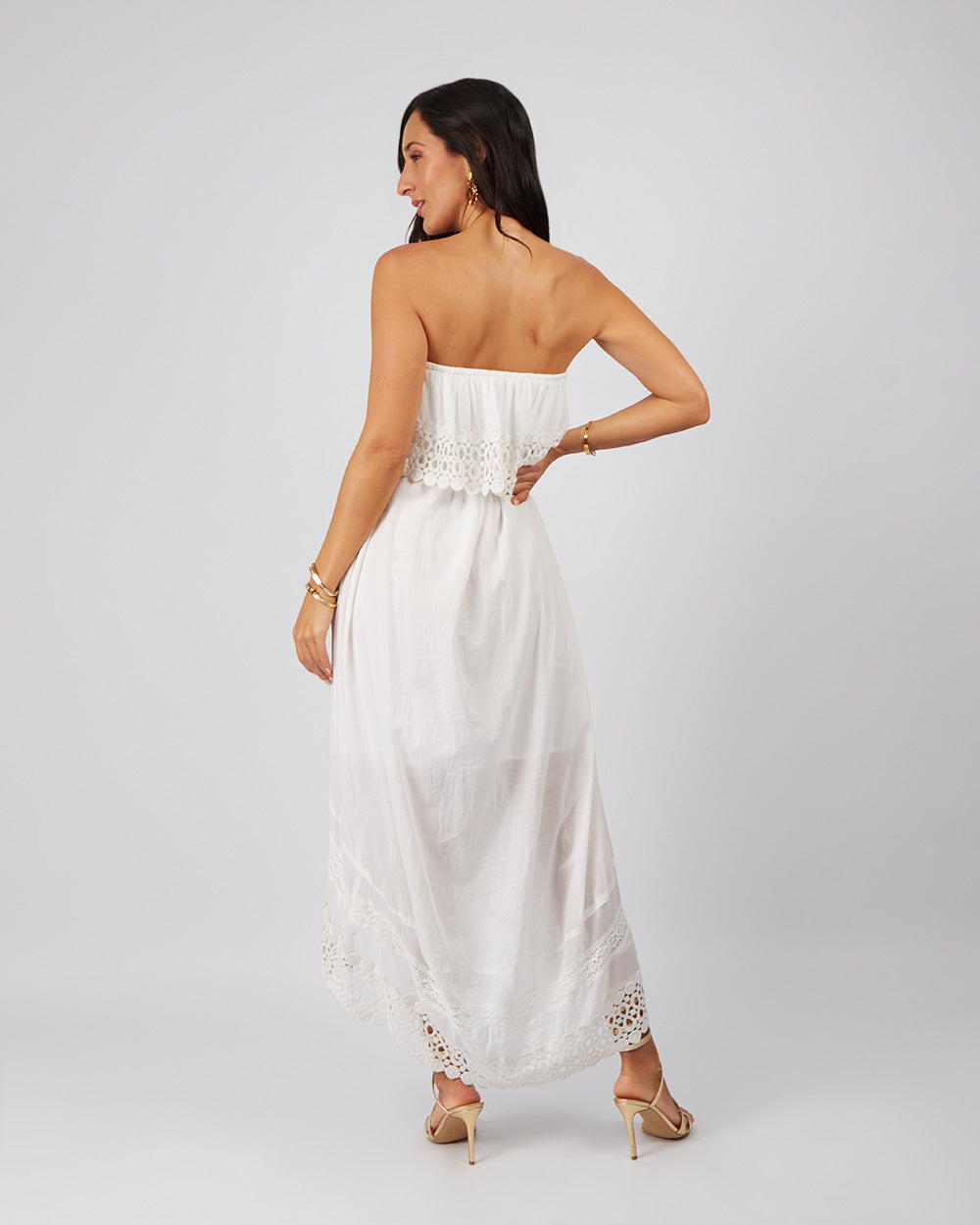 White Strapless Midi Dress