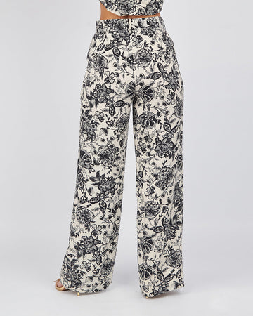 Pearl/Black Trousers Floral Print Fabric
