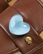 Flat Brown Leather Heart Light Blue
