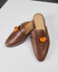 Flat Brown Leather Orange Heart