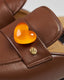 Flat Brown Leather Orange Heart