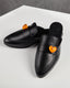 Flat Black Leather Orange Heart