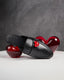 Flat Black Leather Red Heart