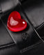 Flat Black Leather Red Heart