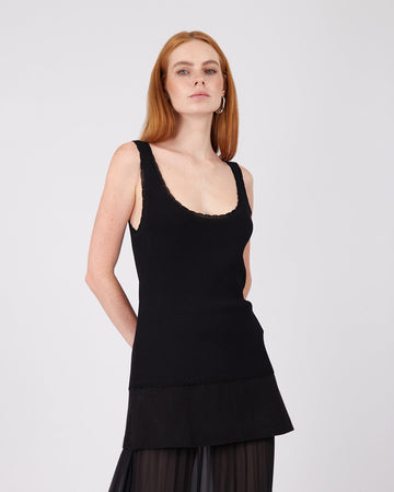 Black Scalloped Knit Top