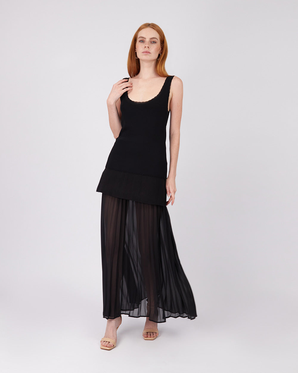 Black Scalloped Knit Top