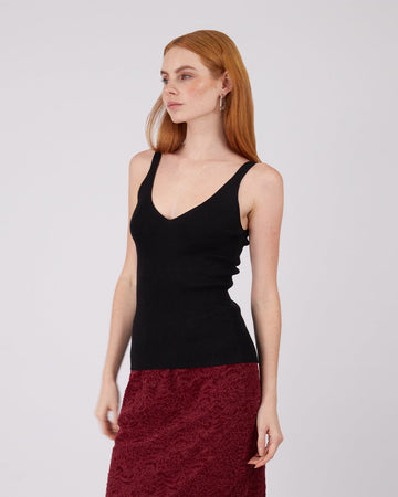 Black Ribbed Knit Top