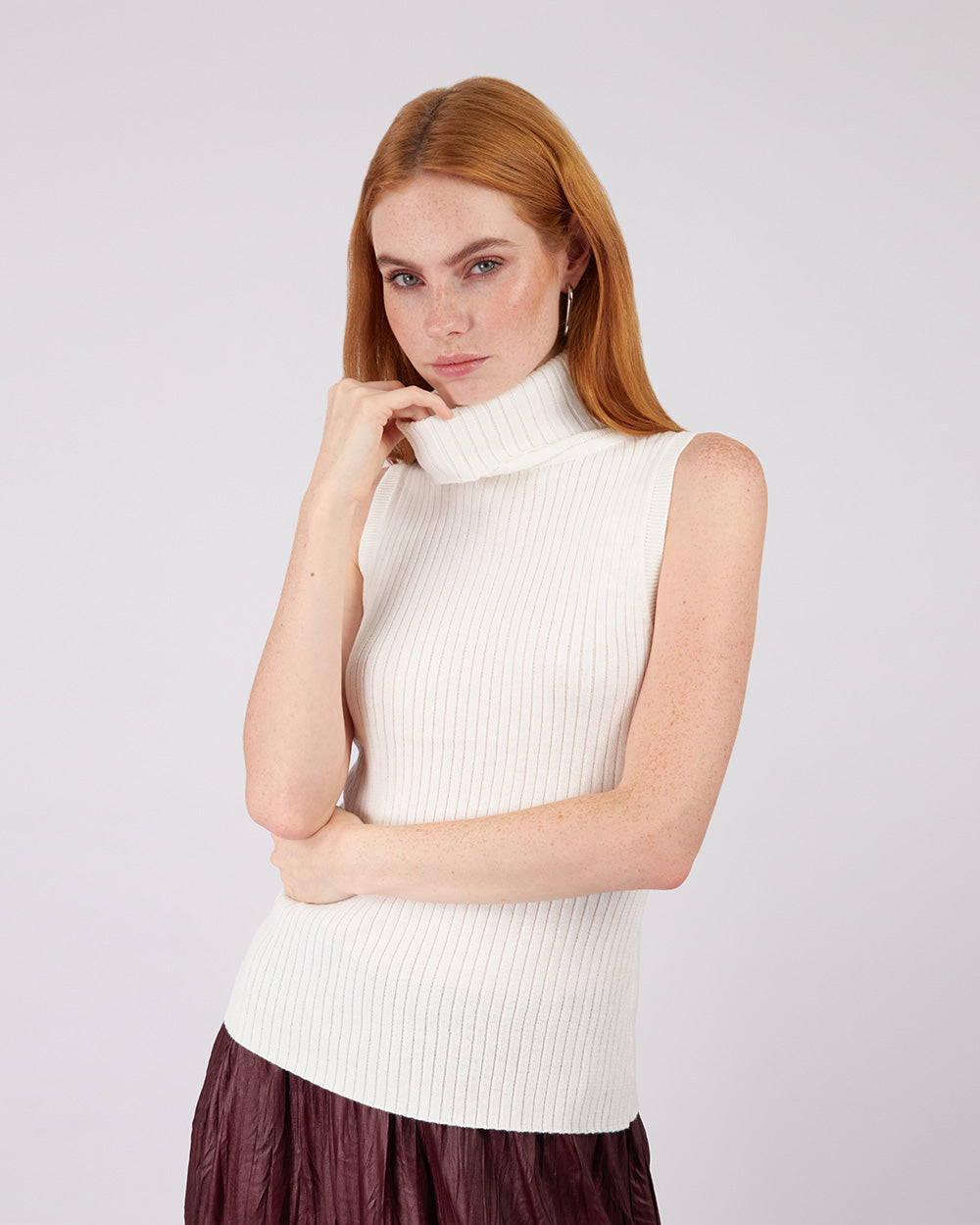 Ribbed Knit Pearl Top