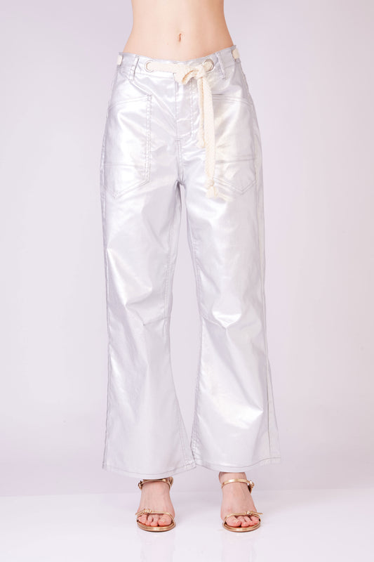 Metallic silver pants