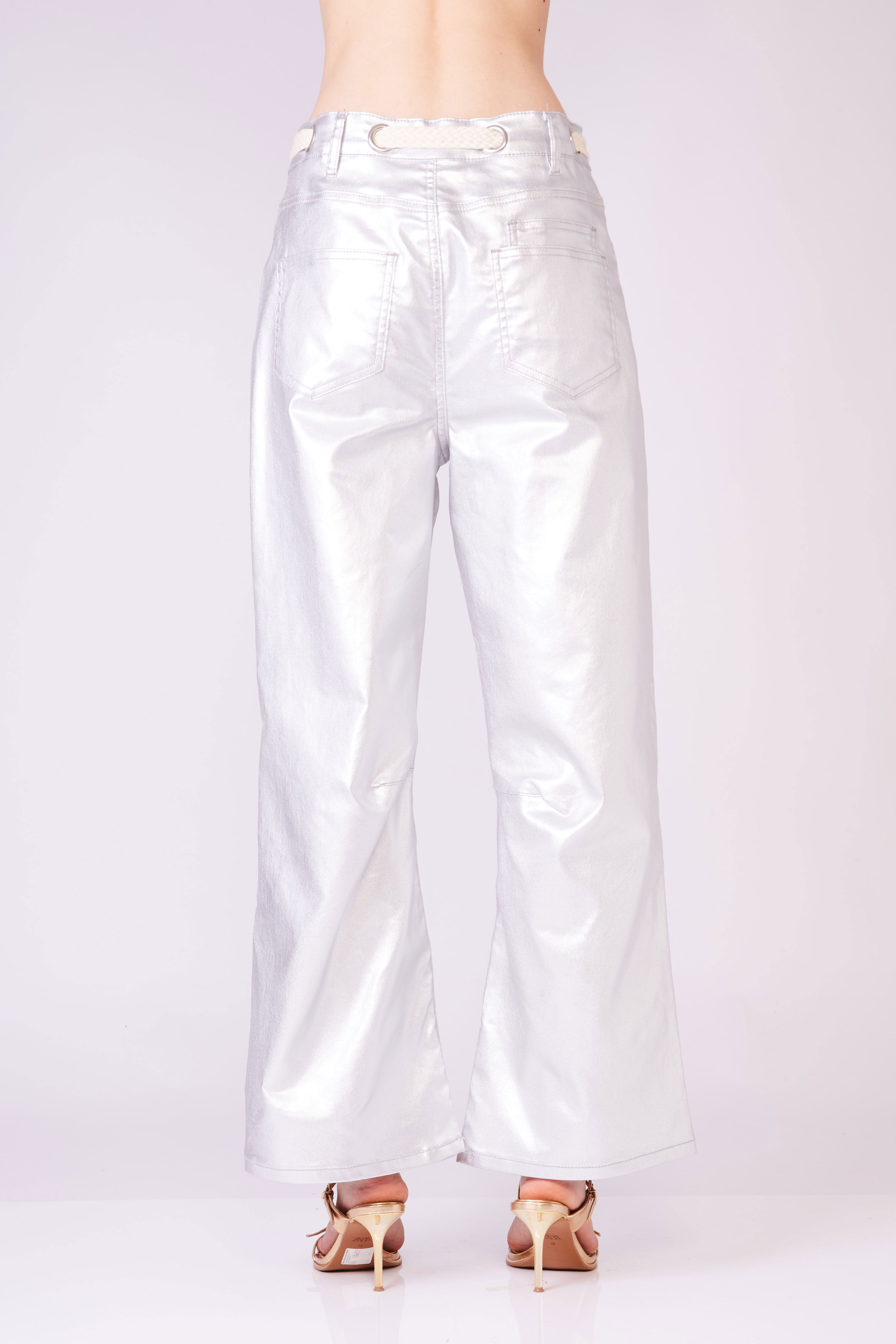 Metallic silver pants