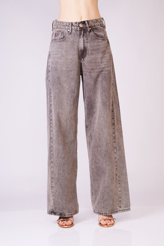 Rhinestone wide leg grey jeans