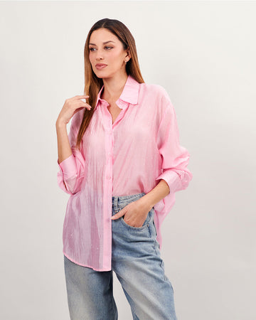 Blusa de rayas rosa cristal esmerilado