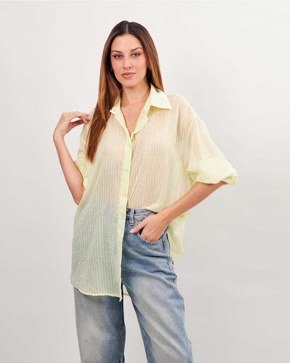 Frosted crystal green blouse
