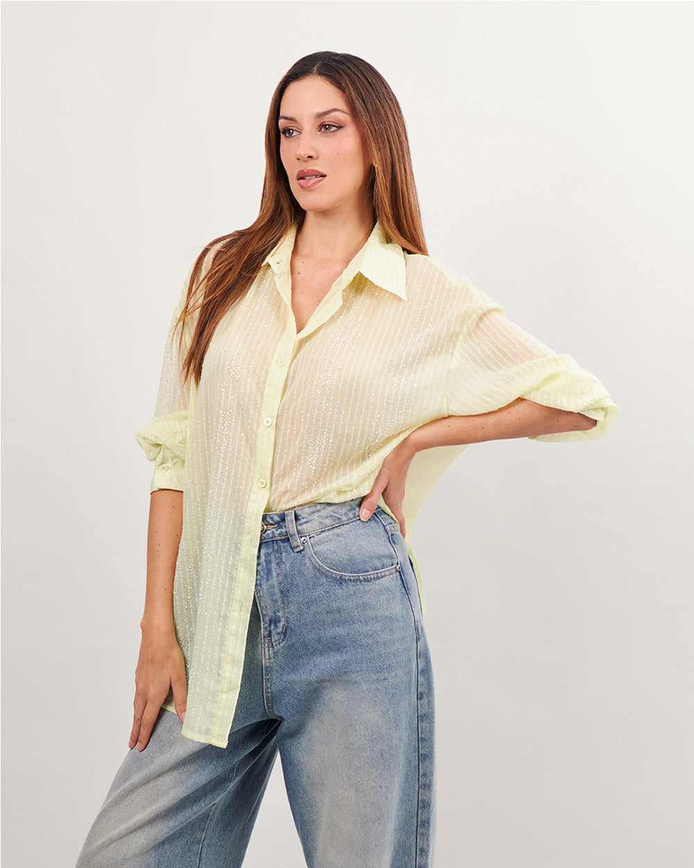 Frosted crystal green blouse